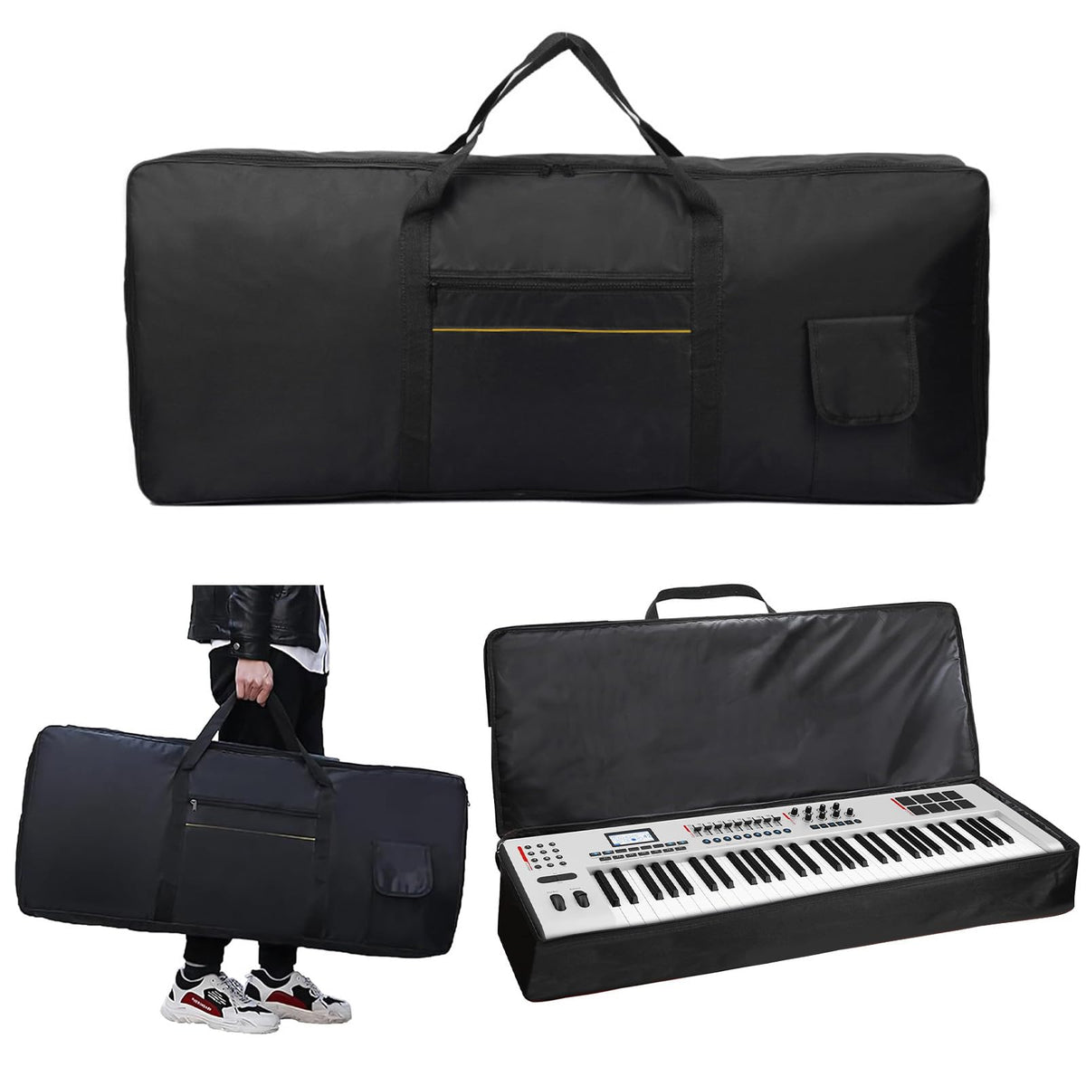 61 Key Keyboard Case, 38.6x16.2x5.1Inch Piano Bag with Handle and Pockets