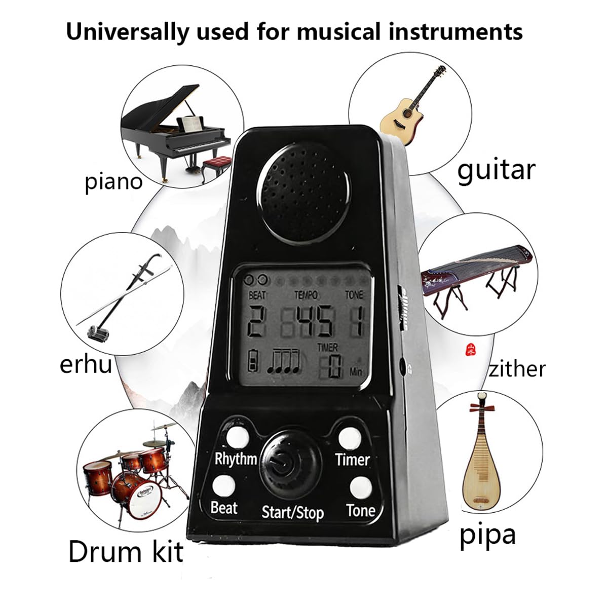 Mini digital metronome, electronic and rechargeable, with English voice counting, featuring a timer, suitable for piano, guitar, drums, violin, and all instruments