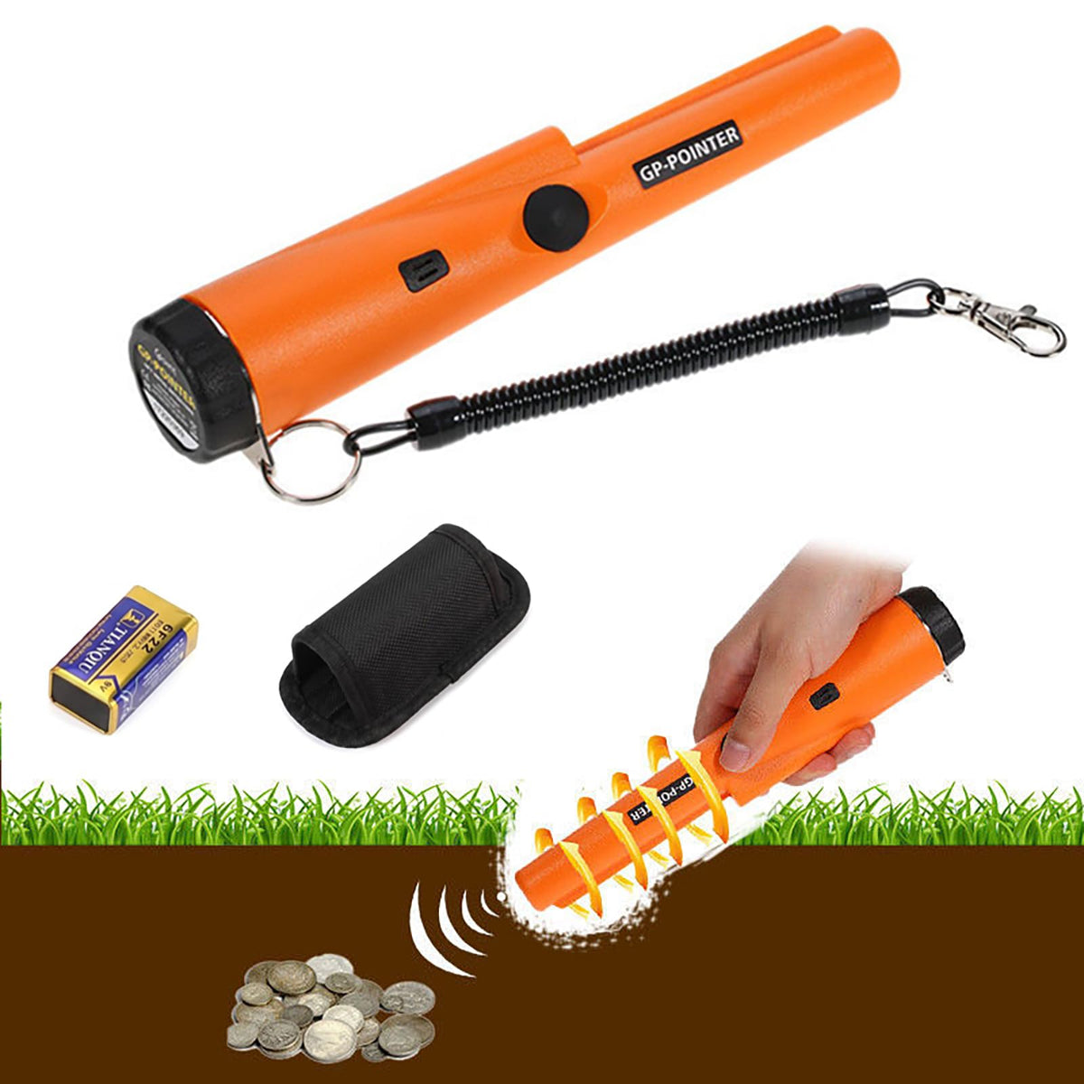Handheld Metal Detector, Metal Detector Pinpointer Portable 360° Sensitivity Finder with LED Light, Audio & Vibration Alerts for Coin, Silver, Jewelry, Gold Discovery Sand/Lawn/Soil, Security Check
