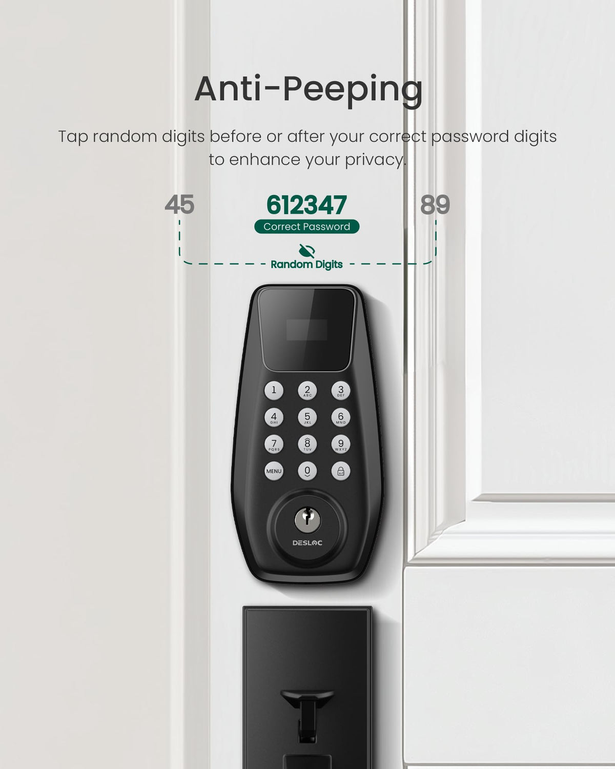 DESLOC C100 Keyless Entry Door Lock with Visual Display, Auto Lock