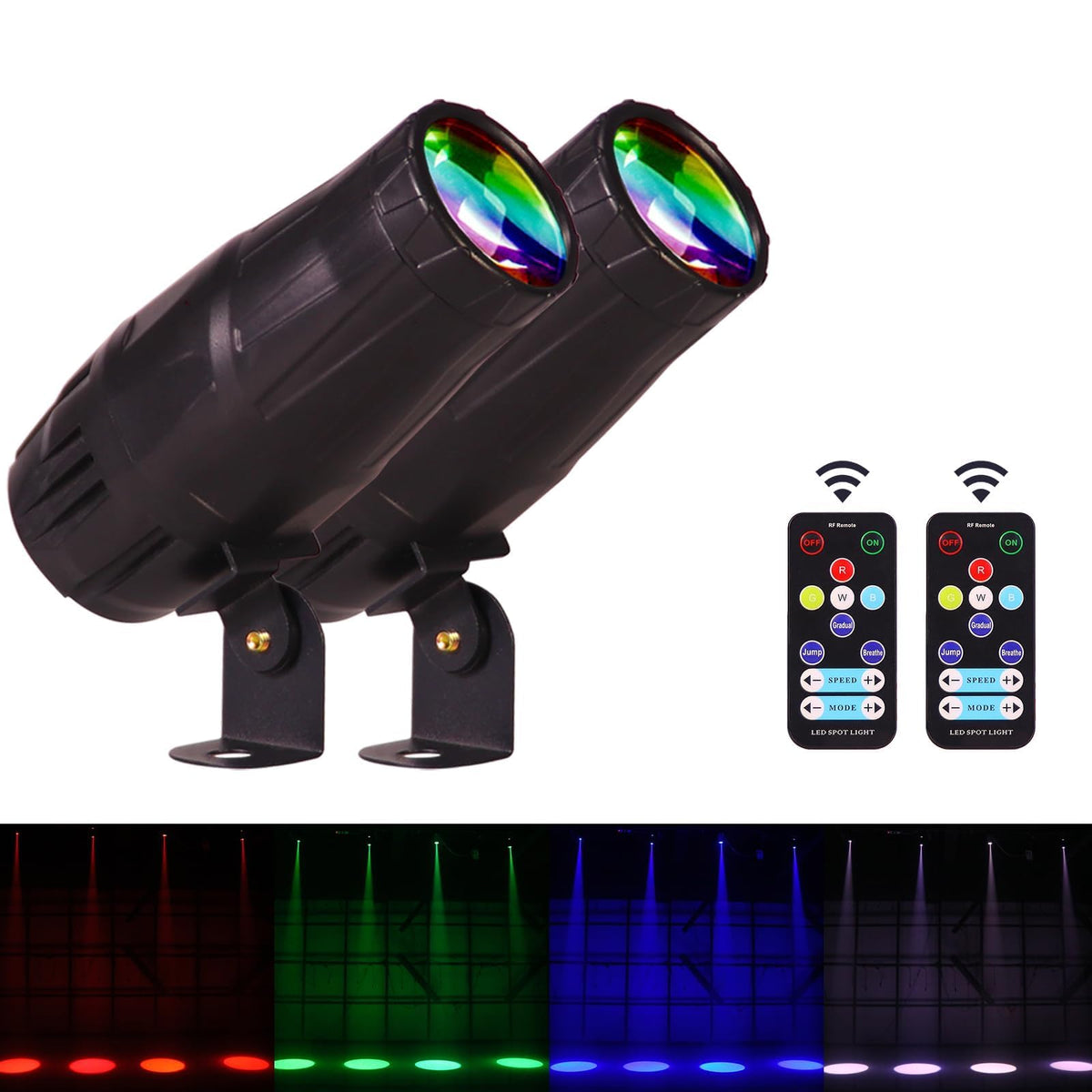 Ecostrobe LED Pinspot Light,Stage Spotlight Mini 15W RGBW Disco Ball Spot Lights 4 in 1 Stage Lighting Mirror Ball Light with Remote Control for DJ Disco Party Bar Club Wedding (2, Black)