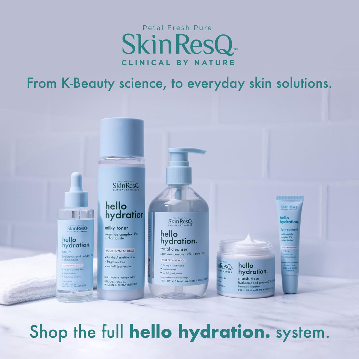 Skin ResQ by Petal Fresh Hello Hydration Cleanser, Daily Gentle Foaming Facial Cleanser with 2% Squalane Complex and Aloe Vera, Fragrance Free Hydrating Face Wash for Dry Sensitive Skin, 10 oz