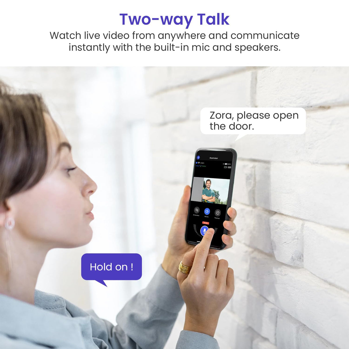 WarmBot 1080p Smart Wi-Fi Doorbell Camera with Doorbell Receiver, AI Motion Detection, Night Vision, Cloud Storage, 2 Way Audio, Battery Powered, 2.4GHz Wi-Fi Only