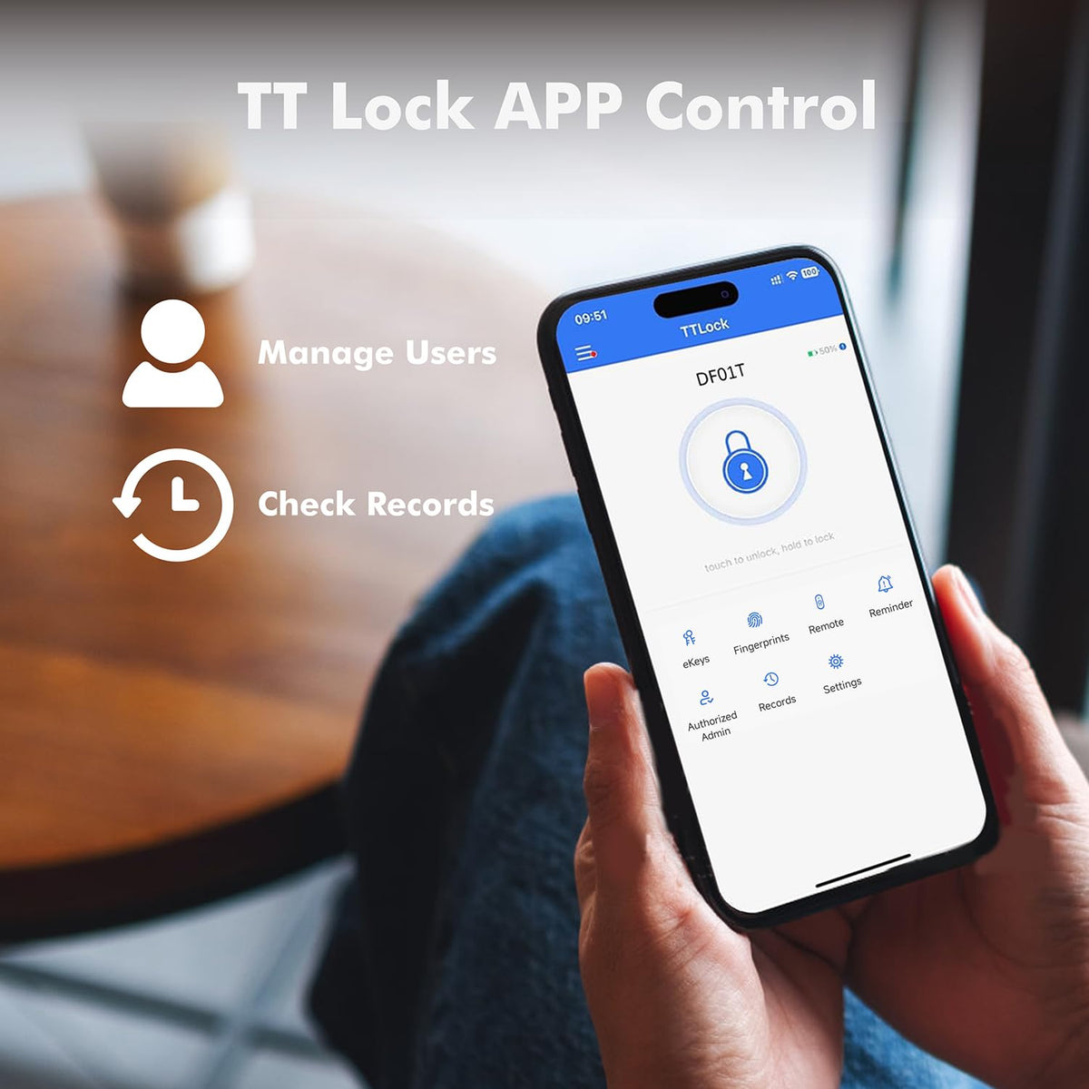 Fingerprint Keyless Entry Door Lock – Smart Deadbolt with App Control, 10-Month Battery Life, Easy Installation, Deadbolt Alternative, IP66 Waterproof, Includes 2 Backup Keys