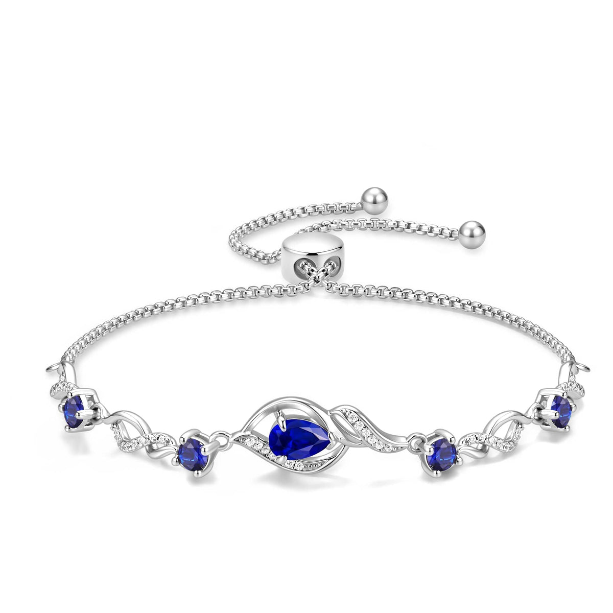 September Sapphire Tennis Bracelet for Women Sterling Silver Birthstone