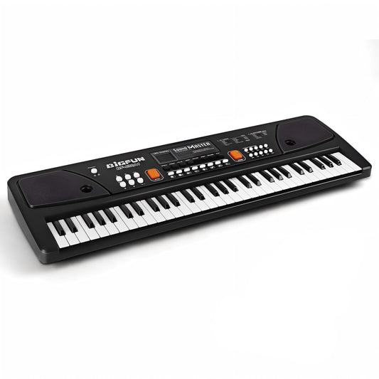 Soundo 61 Key Piano Keyboard with Microphone, Electric Piano, Black