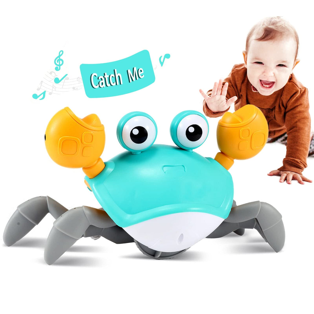 control future Crawling Crab Toy for Little Ones, Tummy Time Toy with Music and Lights, Interactive Moving Crab for Crawling, Walking and Early Development, Birthday Gift for Kids