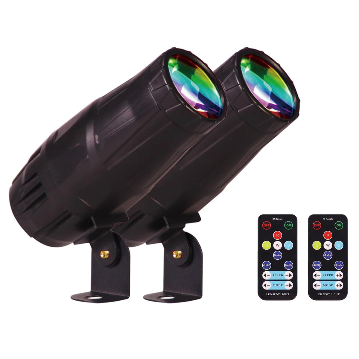 Ecostrobe LED Pinspot Light,Stage Spotlight Mini 15W RGBW Disco Ball Spot Lights 4 in 1 Stage Lighting Mirror Ball Light with Remote Control for DJ Disco Party Bar Club Wedding (2, Black)