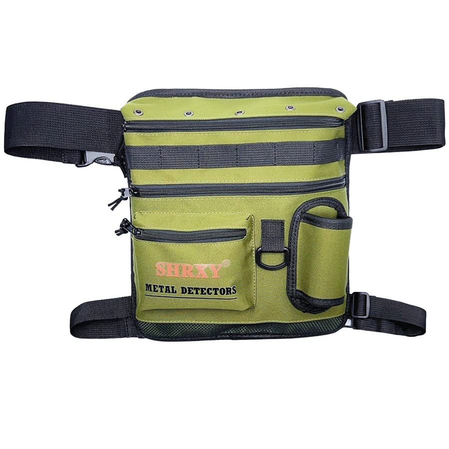 shrxy Metal Detecting Finds Bag Waist Digger Pouch Tools Bag for PinPointer Garrett Detector Xp ProPointer Accessories (Grassgreen)