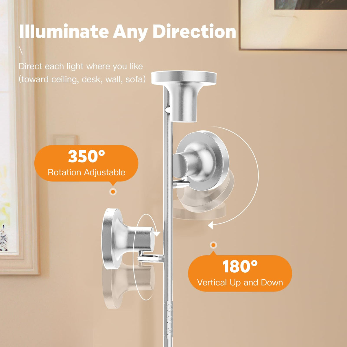 SIBRILLE 36W LED Tree Floor Lamp, Modern Dimmable Standing Lamp with Remote & Touch Control, 4 Color Temperatures, 3 Rotatable LED Light Floor Lamps for Living Room, Bedroom, Office
