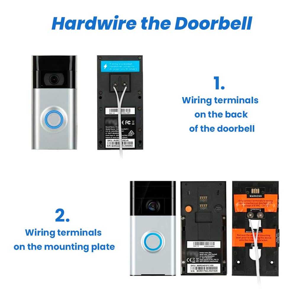 26ft 24V 500mA Doorbell Transformer Compatible with All Ring Versions, Nest, Arlo, Amcrest, Logitech, Wyze, Eufy Doorbells, Thermostats C Wire for Nest, Honeywell, Ecobee, Sensi (UL Certified)