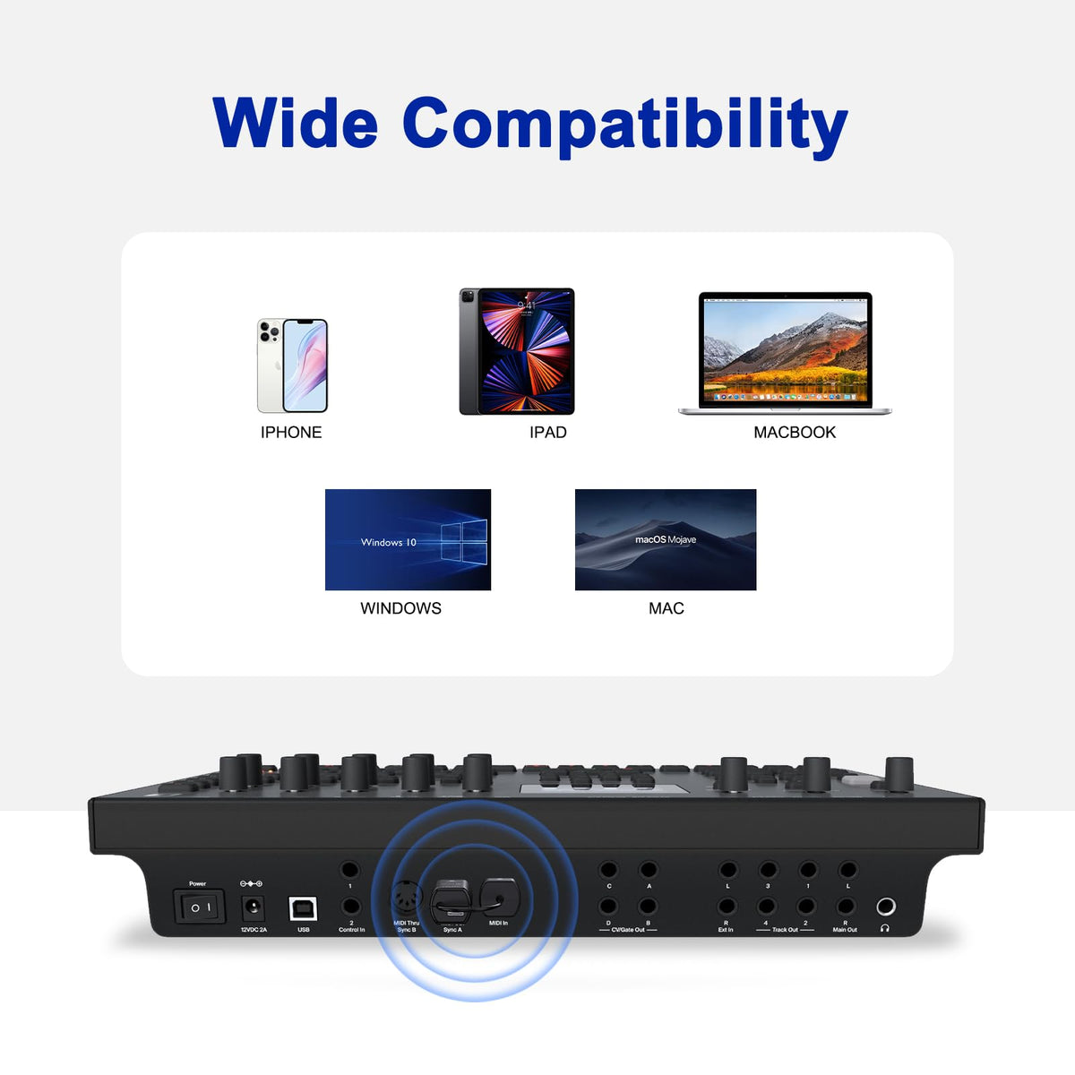 LEKATO Wireless MIDI Adapter, Bluetooth MIDI Adapter 5-PIN DIN with USB, Low Latency Rechargeable for Synthesizer, Digital Piano Keyboard to Mac OS/iOS/Windows