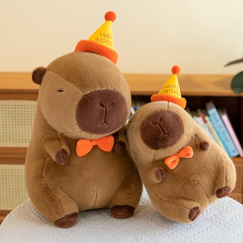 Arkdorz Cute Birthday Capybara Plush,12inch Kawaii Capybara Stuffed Animal Soft Stuffed Toy Birthday Gifts Party Decoration for Kids
