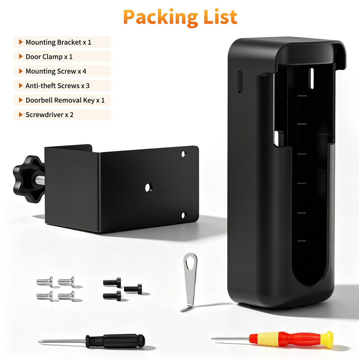 No-Drilling Anti-Theft Doorbell Mount for Ring Battery Doorbell/Plus/Pro 2nd Gen(2026 Newest Model), Doorbell Camera Mount for Apartment/Rental, Mounting Bracket Holder for Inward Swing Door, Black