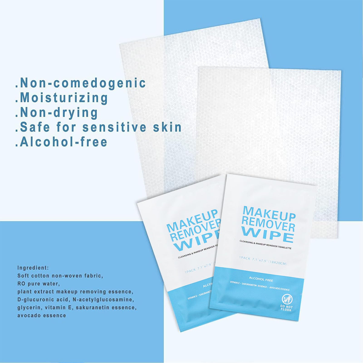 Gisdo 200 Pack Makeup Remover Wet Wipes Individually Wrapped