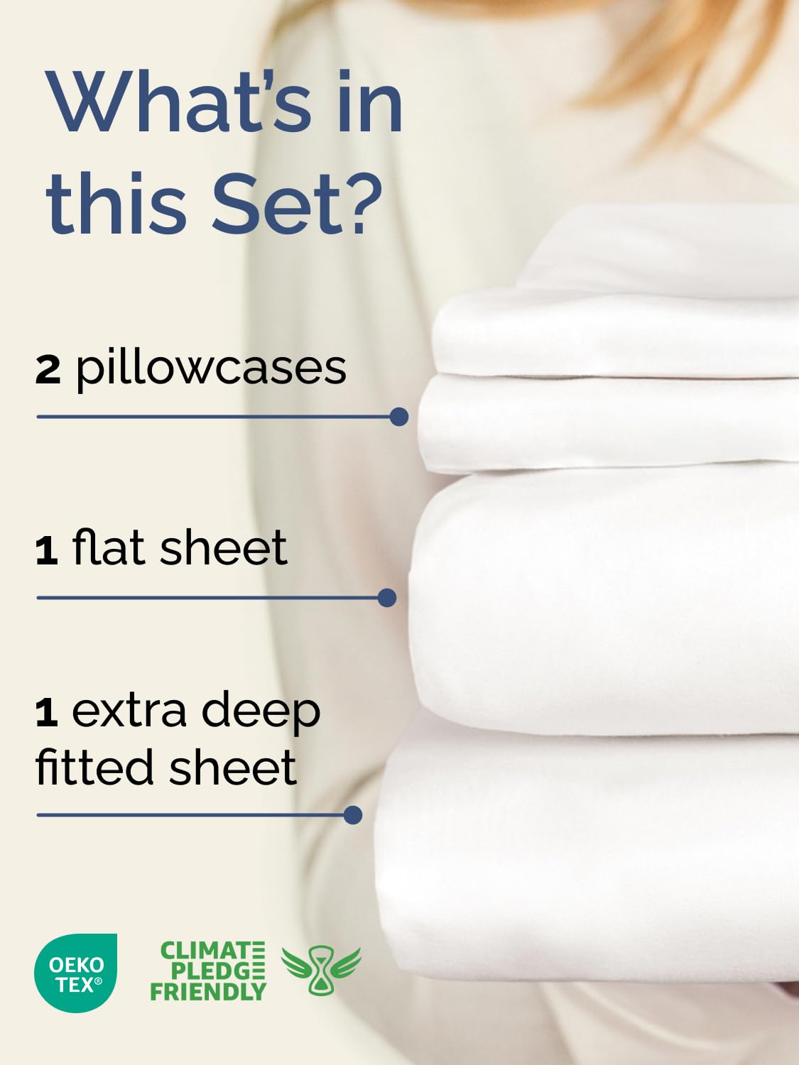 Extra Deep Queen Sheet Set - 4 Piece Breathable & Cooling - Antique White