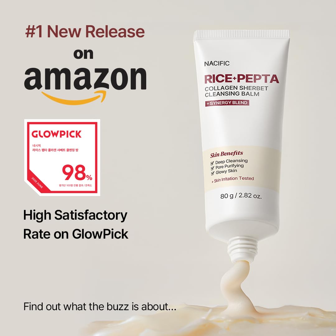 NACIFIC Rice Pepta Collagen Sherbet Cleansing Balm 2.82oz. 80g Makeup Remover Korean Skincare Deep Face Cleanser Pore Purifying Non greasy