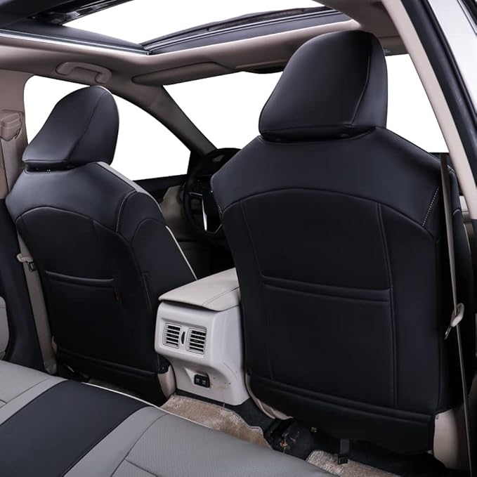EKR Camry Seat Covers for Toyota Camry XLE, XSE 2018-2024(Not for Hybrid) Waterproof Leather Car Seat Cover Full Set for Trucks SUV-Faux Leather (Black/Gray)