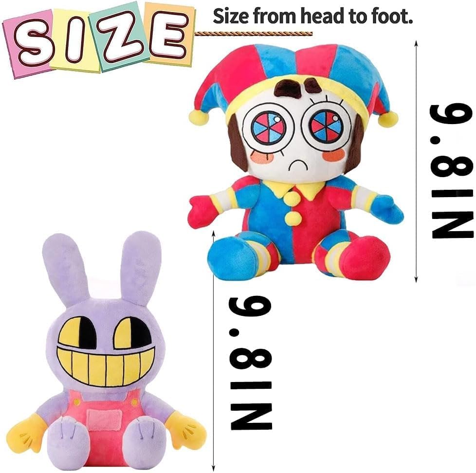 Nultse Jax and Pomni Plush,Horror Cute Stuffed Plushies Doll Toys, Jax and Pomni Plush for Birthday Christmas, Kids and Adults Choice (2pcs)