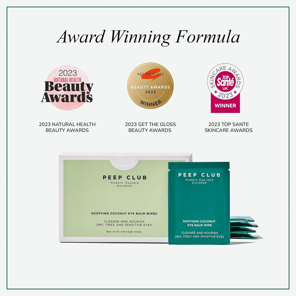 Peep Club All Natural Eye Makeup Remover Wipes – Perfect for Sensitive Eyes, Optometrist Formulated, Tea Tree Oil Free, Cleansing, Nourishing, Coconut Oil, Chamomile, Bilberry