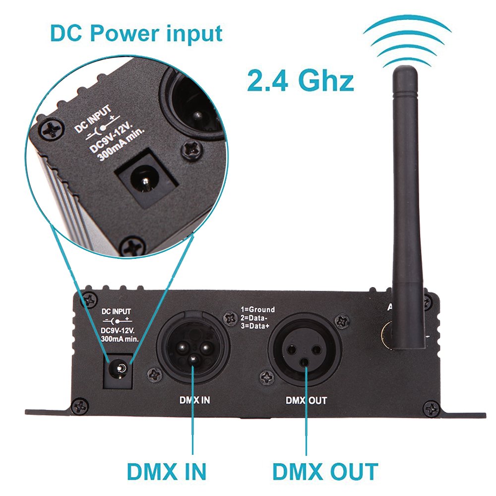 CaalLogt DMX512 Controller 2.4G Wireless Controller Transmitter Receiver LCD Display Power Adjustable Lighting Repeater Controller 16 Groups ID Coding for Party DJ Show Club Stage Disco Stage Light