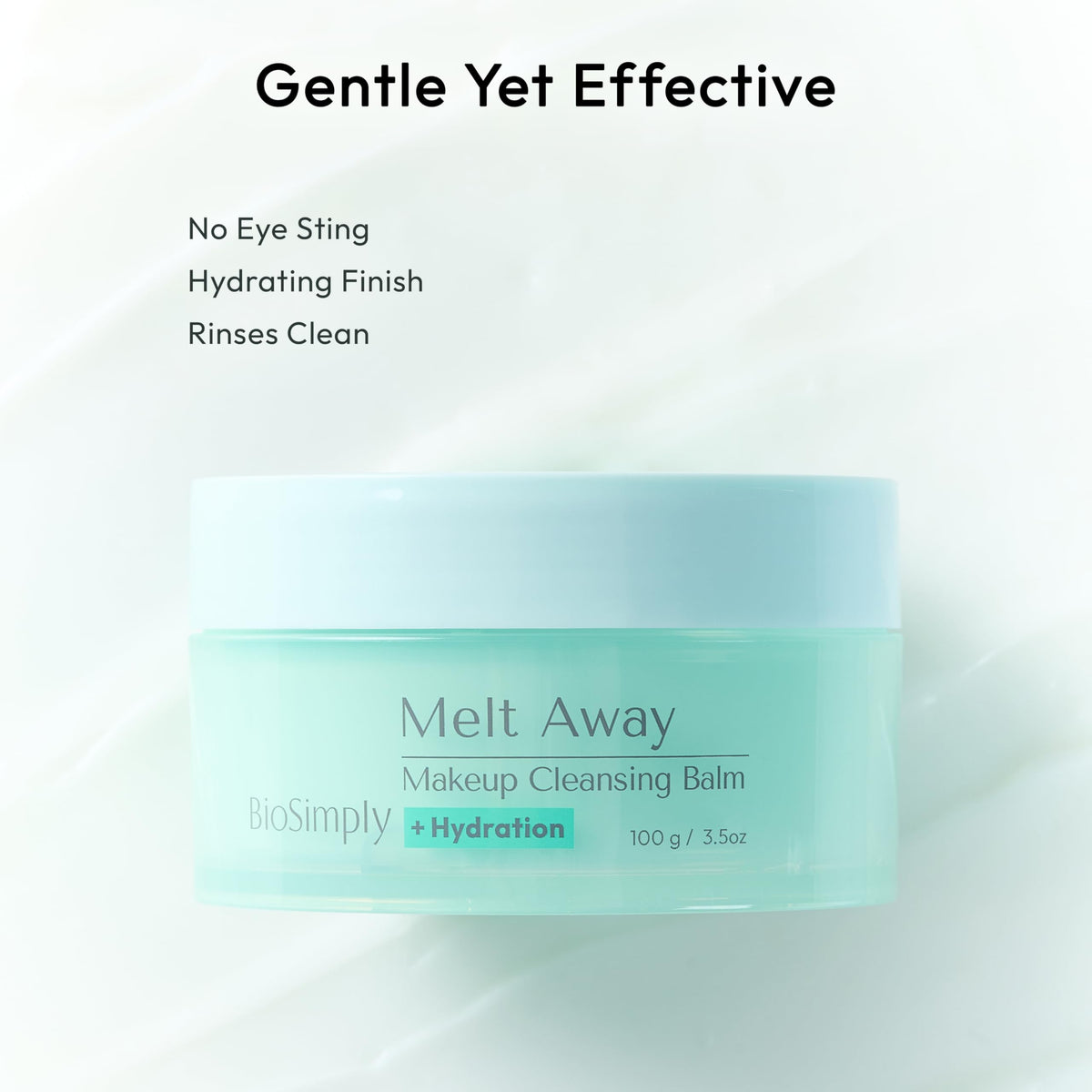 BioSimply Cleansing Balm Makeup Remover, Melts Away Waterproof Makeup and Sunscreen, Hydrating Finish with Hyaluronic Acid and Ceramide NP, for All Skin Types. 3.5oz / 100g