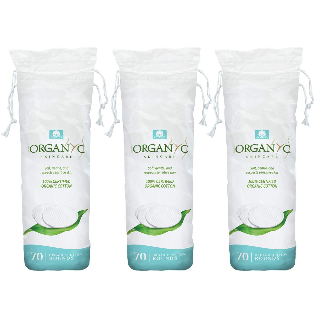 Organyc 100% Organic Cotton Rounds - Biodegradable Cotton, Chemical Free, For Sensitive Skin (210count) - Daily Cosmetics Beauty and Personal Care