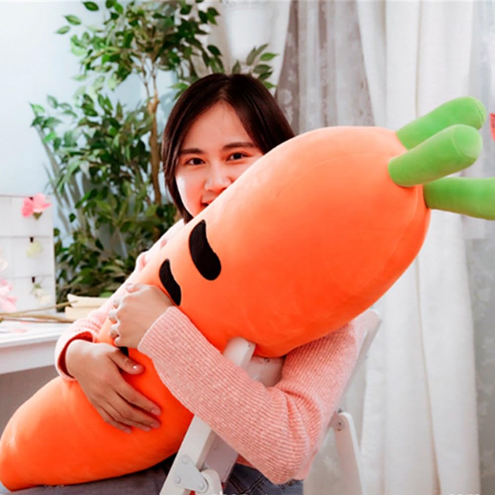 OUKEYI Carrot Hugging Pillow, Cute Carrot Plush Toy, Soft Carrot Doll for Kids, Unisex, Orange, 23.6 Inch