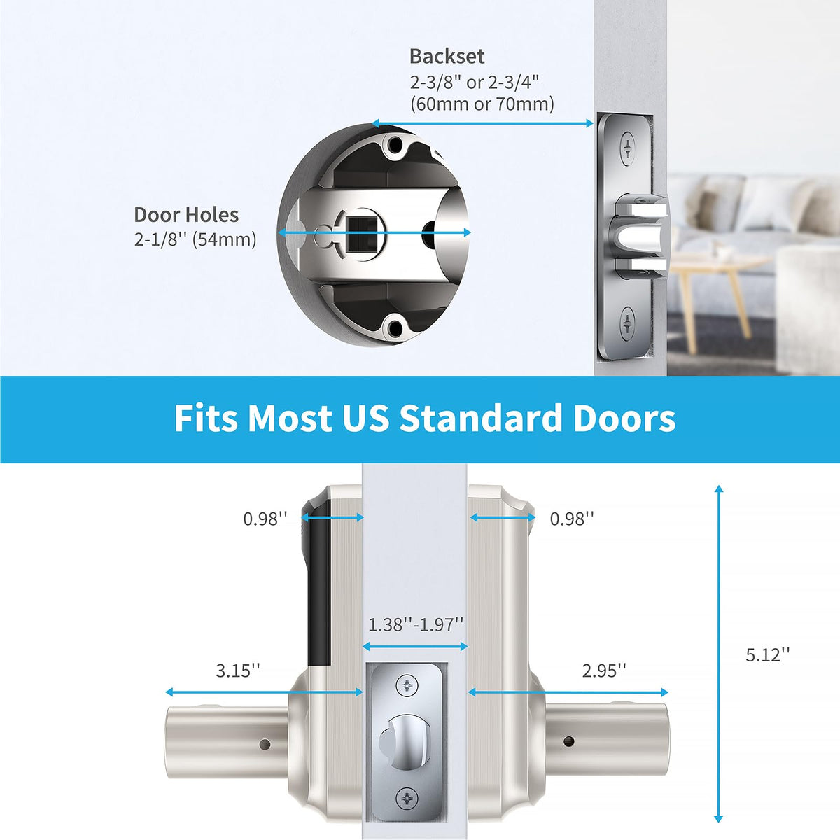 Signstek Keyless Entry Door Lock, Keypad Door-Lock with Code, Electronic Digital Smart Lock for Front Door with Handle, Touchscreen, Satin Nickel