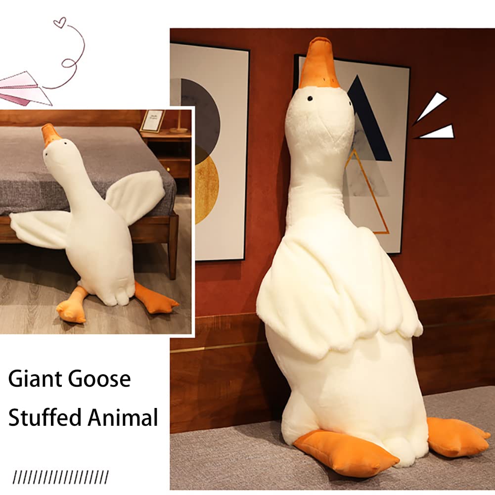 Srutirbo Giant White Goose Plush-51 in Soft Furry Swan Stuffed Animal Pillow,Huge Goose Plush Hugging Pillow Gifts for Every Age (51 in)