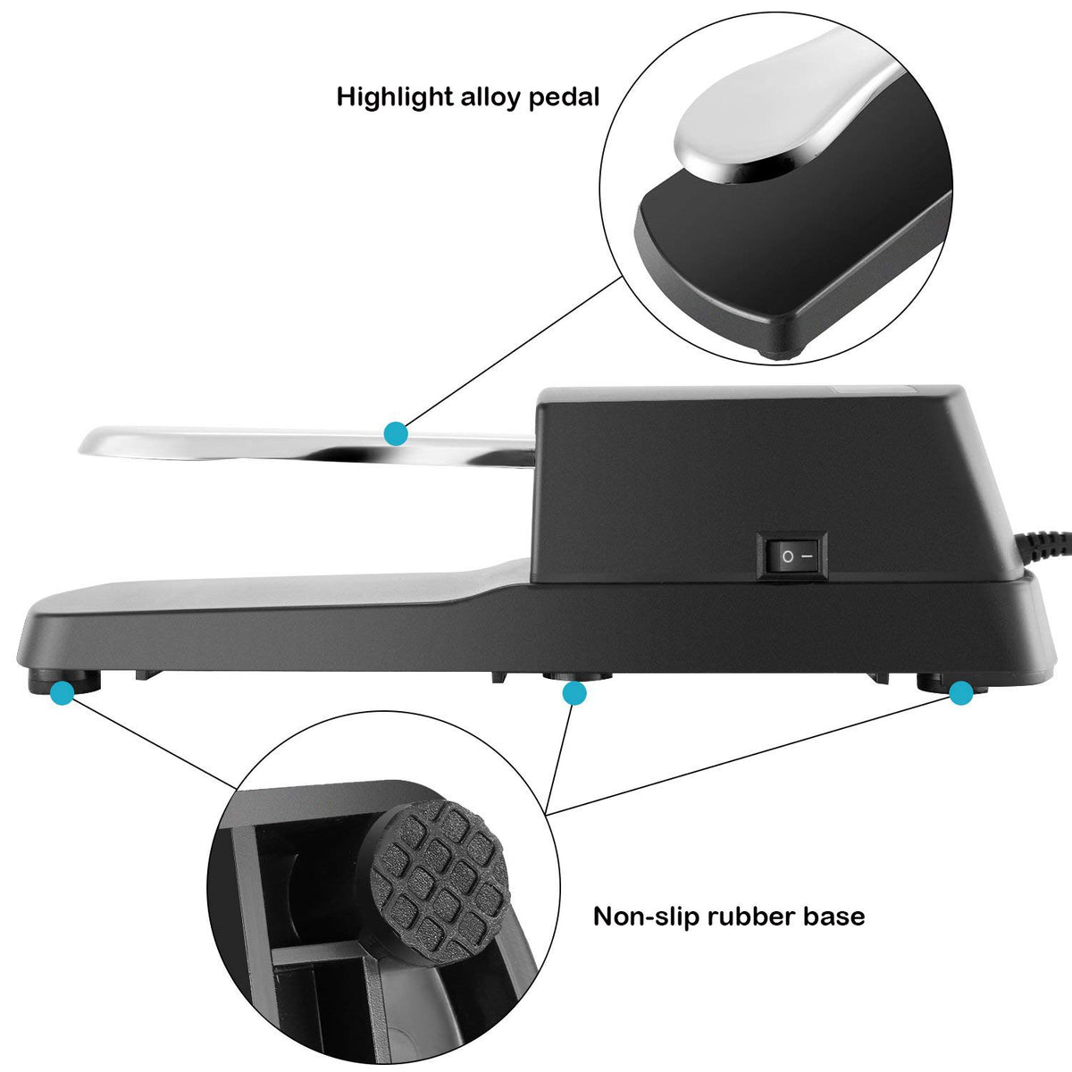 Cootack Universal Sustain Pedal Suitable for Yamaha Casio Roland Electronic Keyboards, Digital Piano & More Silver