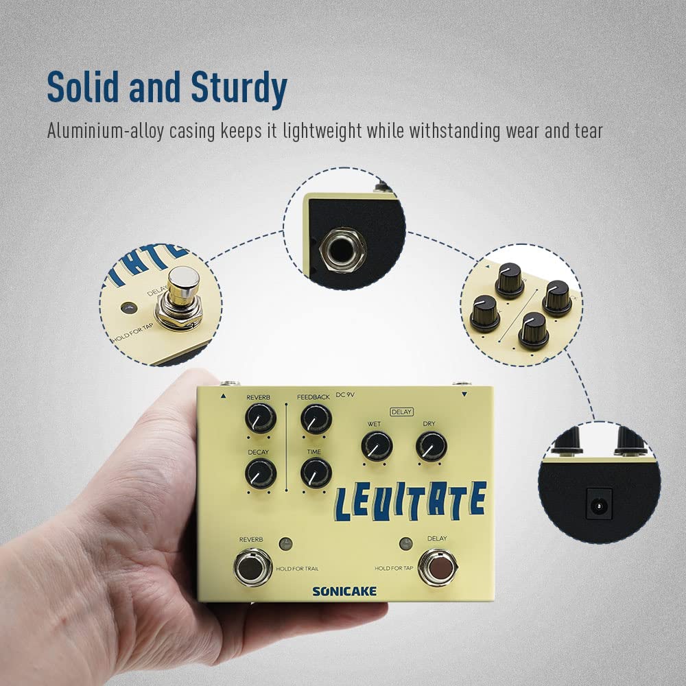 SONICAKE Delay Reverb 2 in 1 Guitar Effects Pedal - Levitate