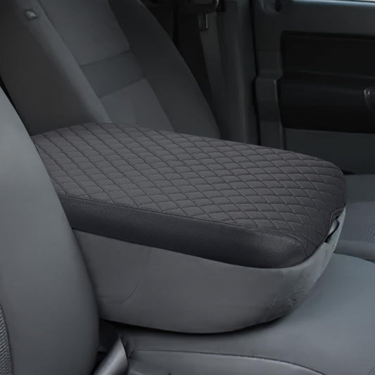 JOYTUTUS Center Console Cover Compatible with 2002-2012 Ram 1500 2500 3500 Jump Seat Console, Leather Arm Rest Armrest Cover for Car, Durable Middle Console Cover, Car Arm Rest Cover Replacement