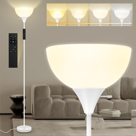 Floor Lamps for Living Room, 71'' Torchiere Floor Lamps with Remote, 2700K-6500K Colors Temperature & Brightness Adjustable, 10W/1200LM White Dimmable Floor Lamp,Tall Standing Lamp for Bedroom/Office