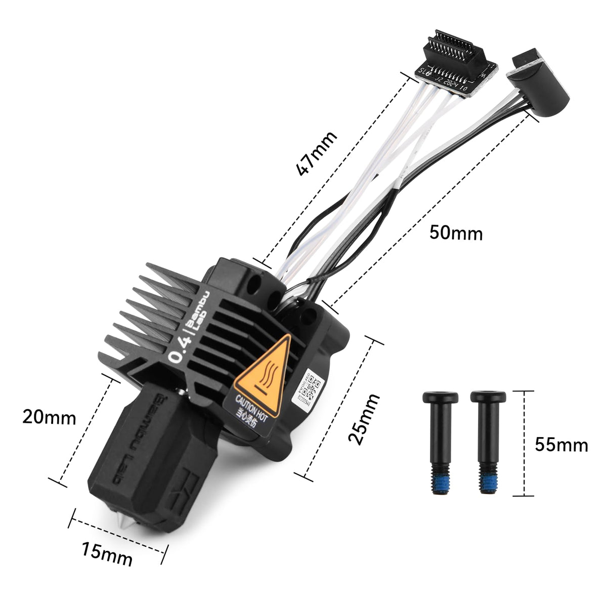 COMTREE Bamboo Original P1 Series 04mm Hardened Steel Complete Hotend Kits Set with Fan,Full Assembly Hot End Kit for Bambu Lab P1,P1P,P1S 3D Printer