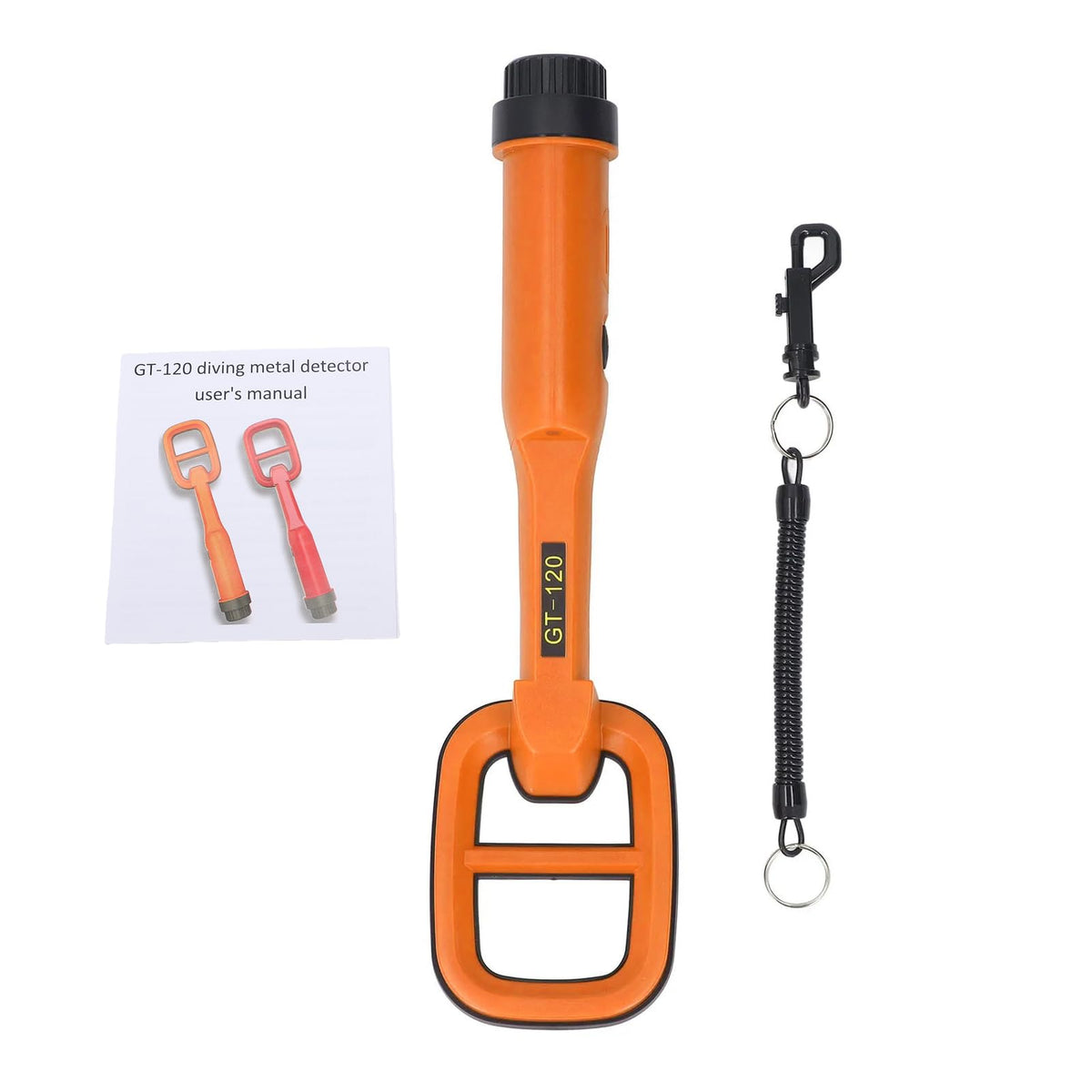 WALFRONT IP68 Underwater Metal Detector 100ft Deep Dive Coil LED Light for Treasure Beach Scuba Diving (Orange)