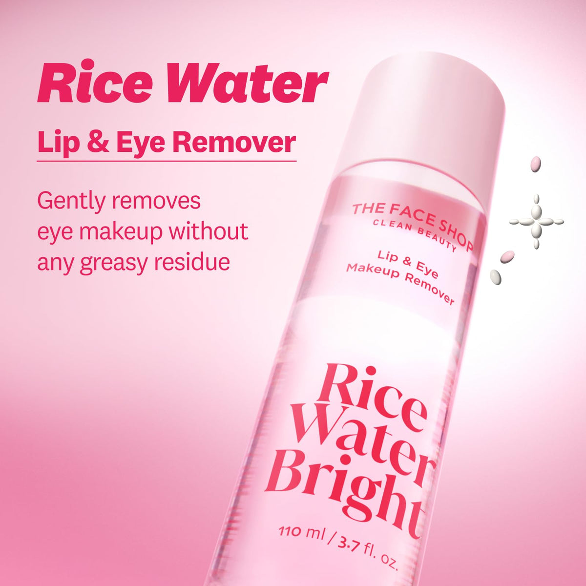 The Face Shop Rice Water Bright Lip & Eye Makeup Remover, Gentle for Sensitive Eyes, Makeup Remover for Eye Makeup & Lipstick, Hydrating, with Rice Active Complex™, 3.7 fl. oz.