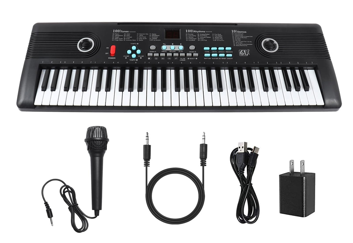 61 Keys Piano Keyboard, Electronic Digital Piano with Built-in Speaker Microphone, Portable Keyboard Gift Teaching for Beginners, Electric Piano for Kids, Birthday Gift for Children