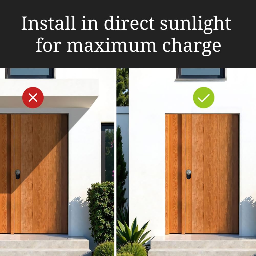 Avia Smart SolarPro. Solar Panel to Recharge The Avia Deadbolt+ Smart Lock. in Good Sunlight, Helps Maintain Battery Life for Up to 5 Years*.