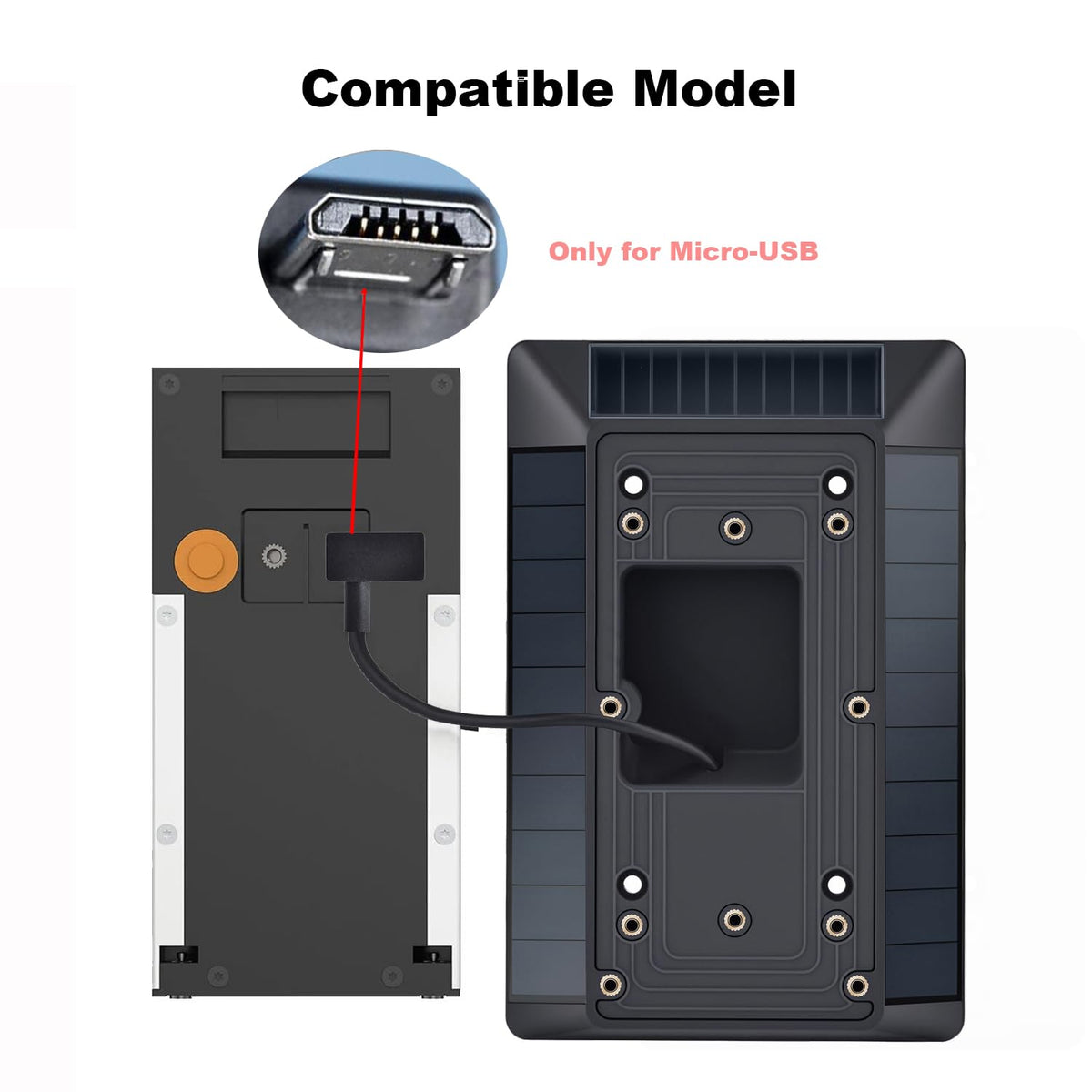 Fansoun Solar Charger Compatible with Ring Video Doorbell (2020 Release), Micro USB Port Only, Not for USB-C or 2-Prong Ports, Waterproof Solar Panel for Continuous Power(2nd Gen-2020 Release)