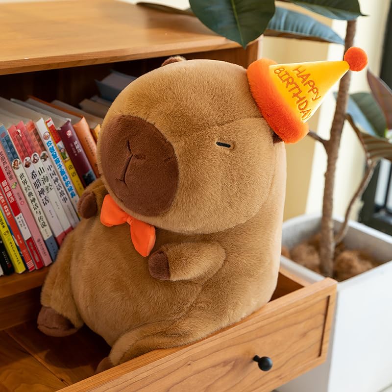 Arkdorz Cute Birthday Capybara Plush,12inch Kawaii Capybara Stuffed Animal Soft Stuffed Toy Birthday Gifts Party Decoration for Kids