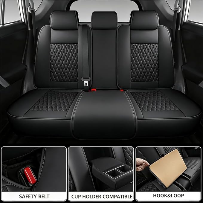 Car Seat Covers Full Set Custom Fit for Buick Lacrosse 2004-2019 - Premium Faux Leather with Lumbar Support | Breathable, Waterproof, Anti-Slip, Durable (Black,Full Set)