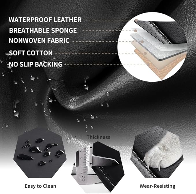 Car Seat Covers Custom Fit for Chevrolet/Chevy Sonic 2011-2020 , Premium Faux Leather Waterproof Car Seat Protectors with Lumbar Support, Breathable Anti-Slip Easy to install(Black&White,Full set)