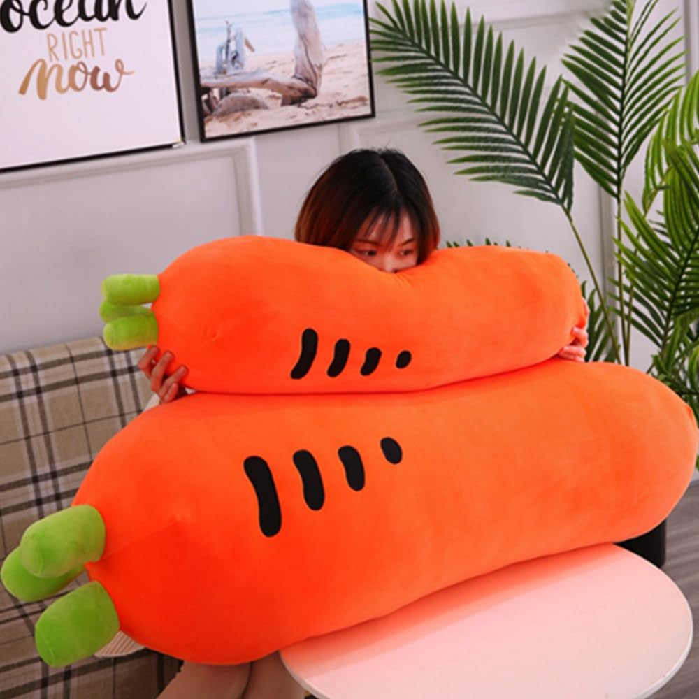 OUKEYI Carrot Hugging Pillow, Cute Carrot Plush Toy, Soft Carrot Doll for Kids, Unisex, Orange, 23.6 Inch