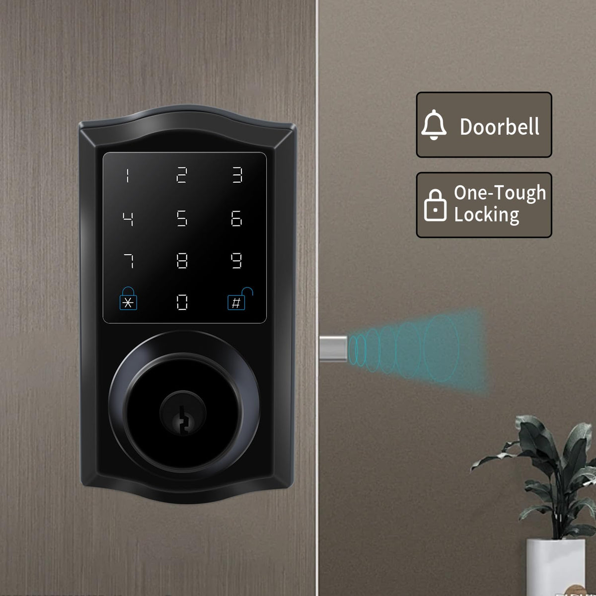 Pahama Bluetooth Deadbolt Lock, Keyless Entry Door Lock with APP Control Digital Deadbolt with App Control Keyless Entry Fingerprint Deadbolt Auto Electronic Keypad Smart Locks for Front Door