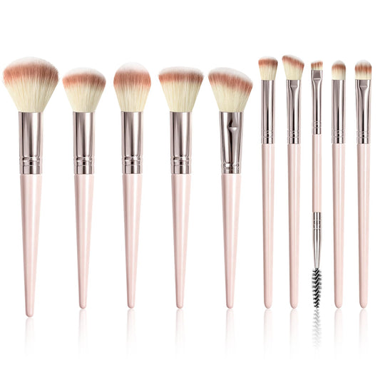 10 PCS Pink Makeup Brush Set, Premium Synthetic Travel Makeup Brushes