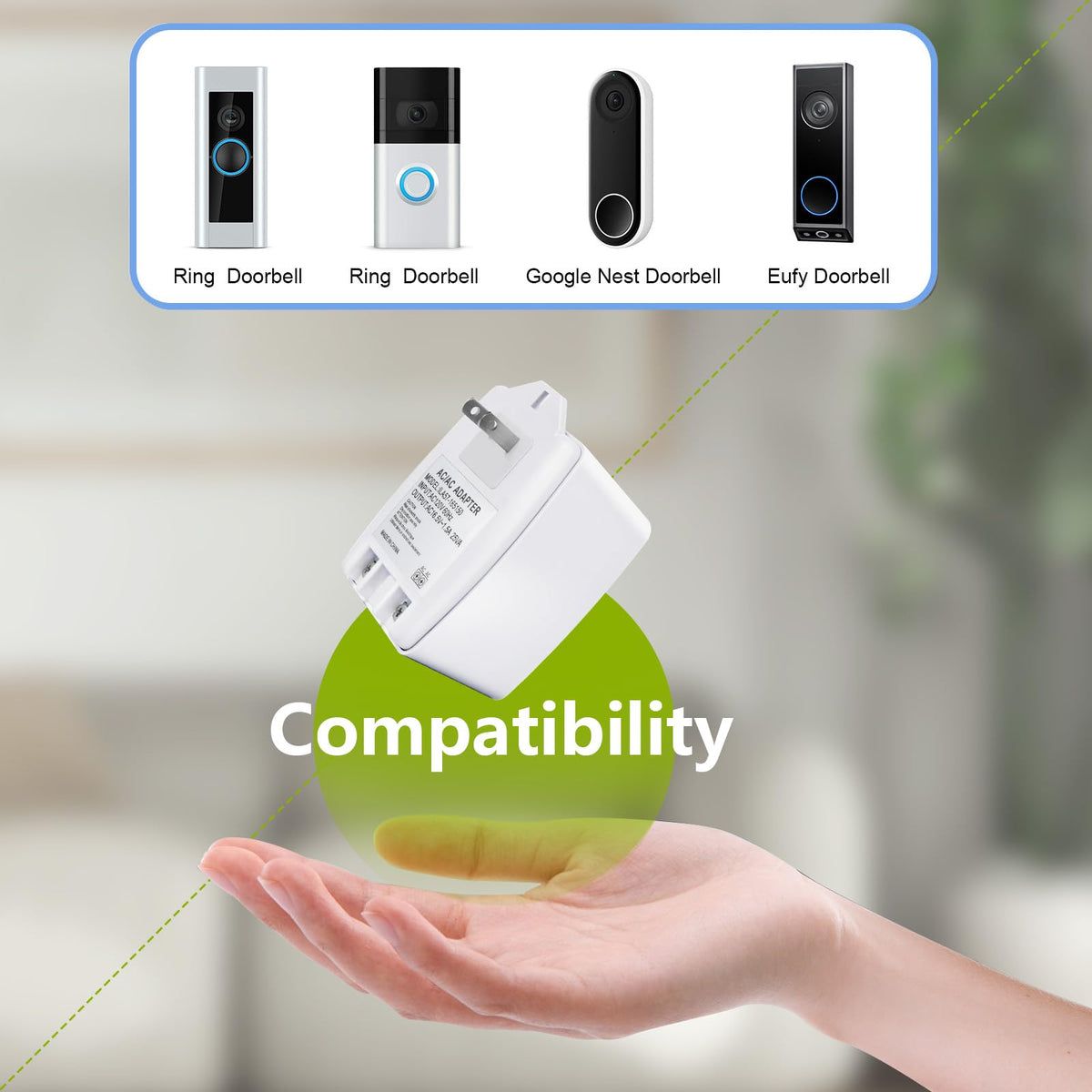 Plug in Doorbell Transformer 16.5V 25VA, Doorbell Power Supply Adapter Compatible with Ring Nest Wyze Blink Video Door Bell Transformer, Door Access Controls with PTC Fuse