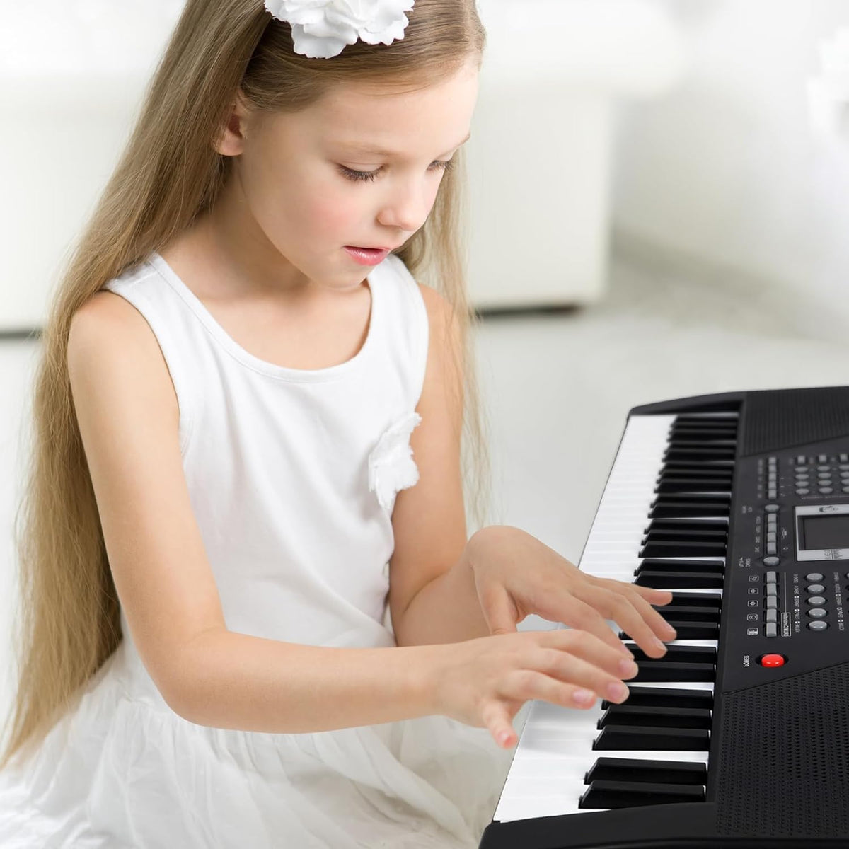 61 Keys Keyboard Piano,Electric Digital Piano,with Built-In Speaker Microphone,Piano Note Stickers,Sheet Music Stand and Power Supply,Portable Keyboard Piano for Beginners Girls Boys