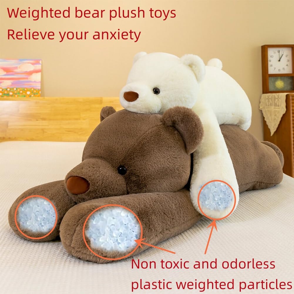 SNOWOLF Large Weighted Bear Stuffed Animals, 31.5" White Bear Plush Throw Pillow Super Cute Kawaii Plushie Polar Bear Hugging Toys Gifts for Boys Girls Adults, 80cm, White