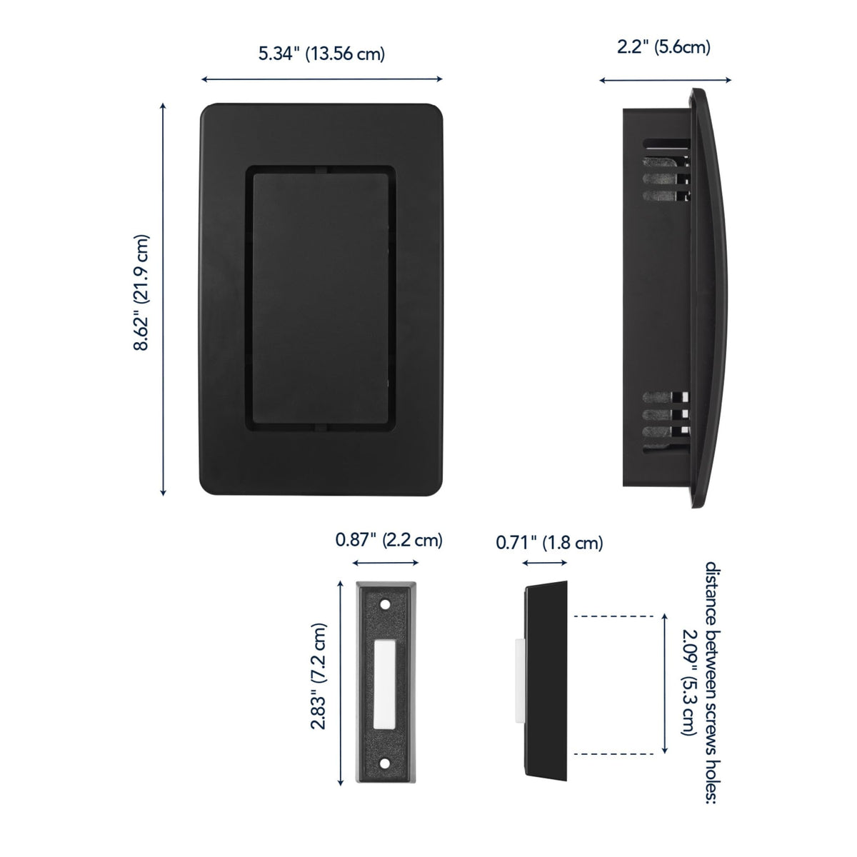 Heath Zenith Wired Mechanical Doorbell Chime Kit, 2-Melody Ding-Dong or Ding, Lighted Push Button, Black Plastic, Hardwired, 85dB, 18000204